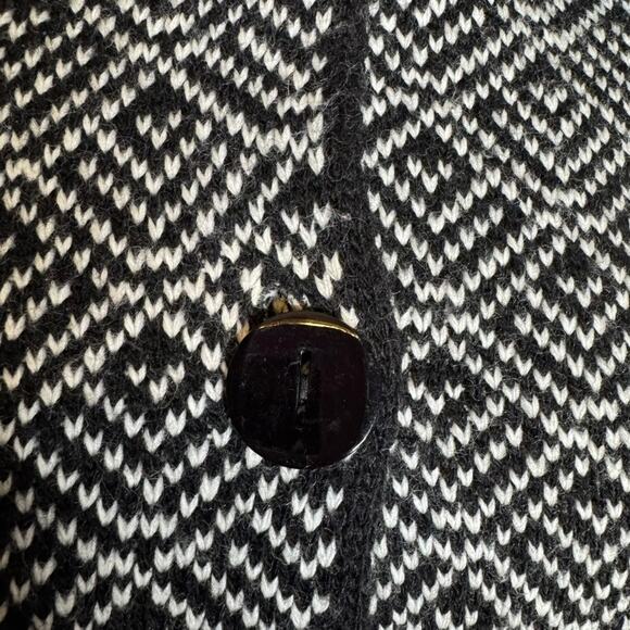 Bianca G. Made in Italy Jacquard Knit Sweater Coat L Black White Button Front - Picture 4 of 8